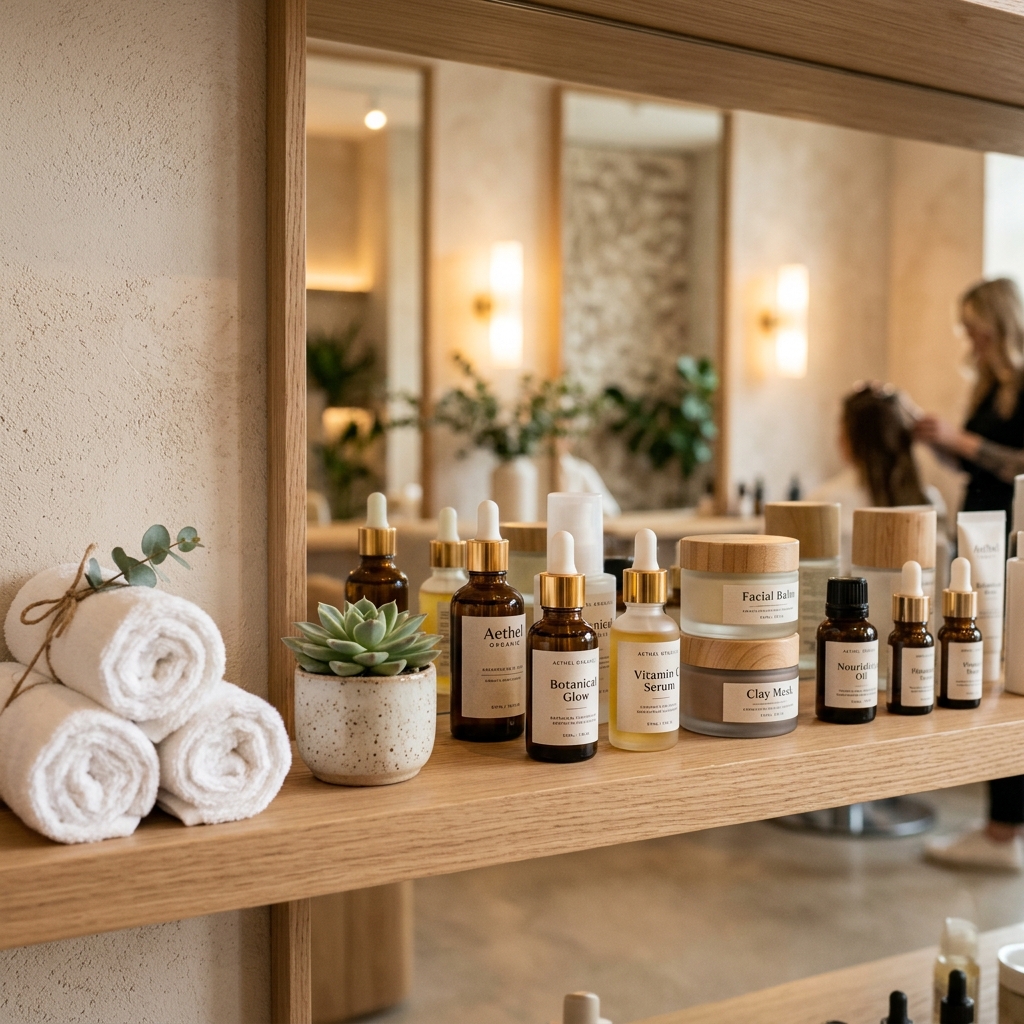 Demo photo: Curated beauty care essentials, towels, and serums