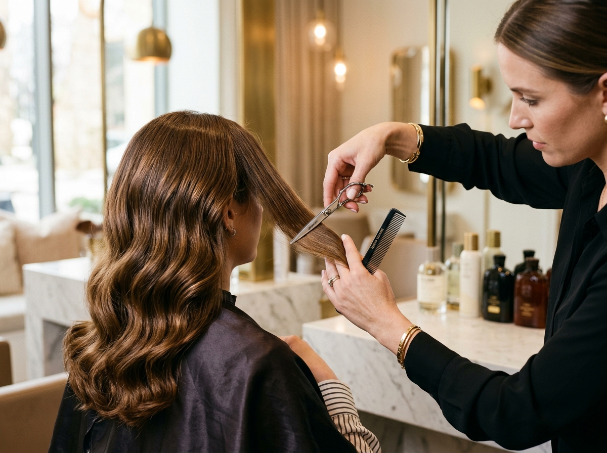 Demo photo: Professional hair styling and precision hair care